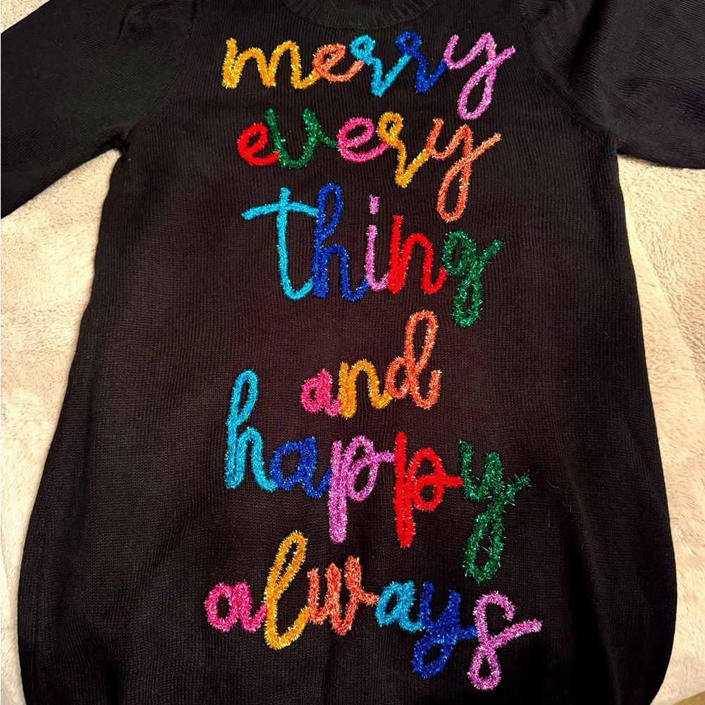 QOS black knit sweater dress Merry Everything and Happy Always dress
